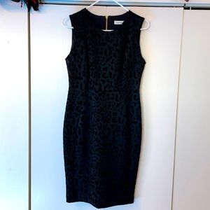 Calvin Klein Black Leopard Print Sheath Dress 8P